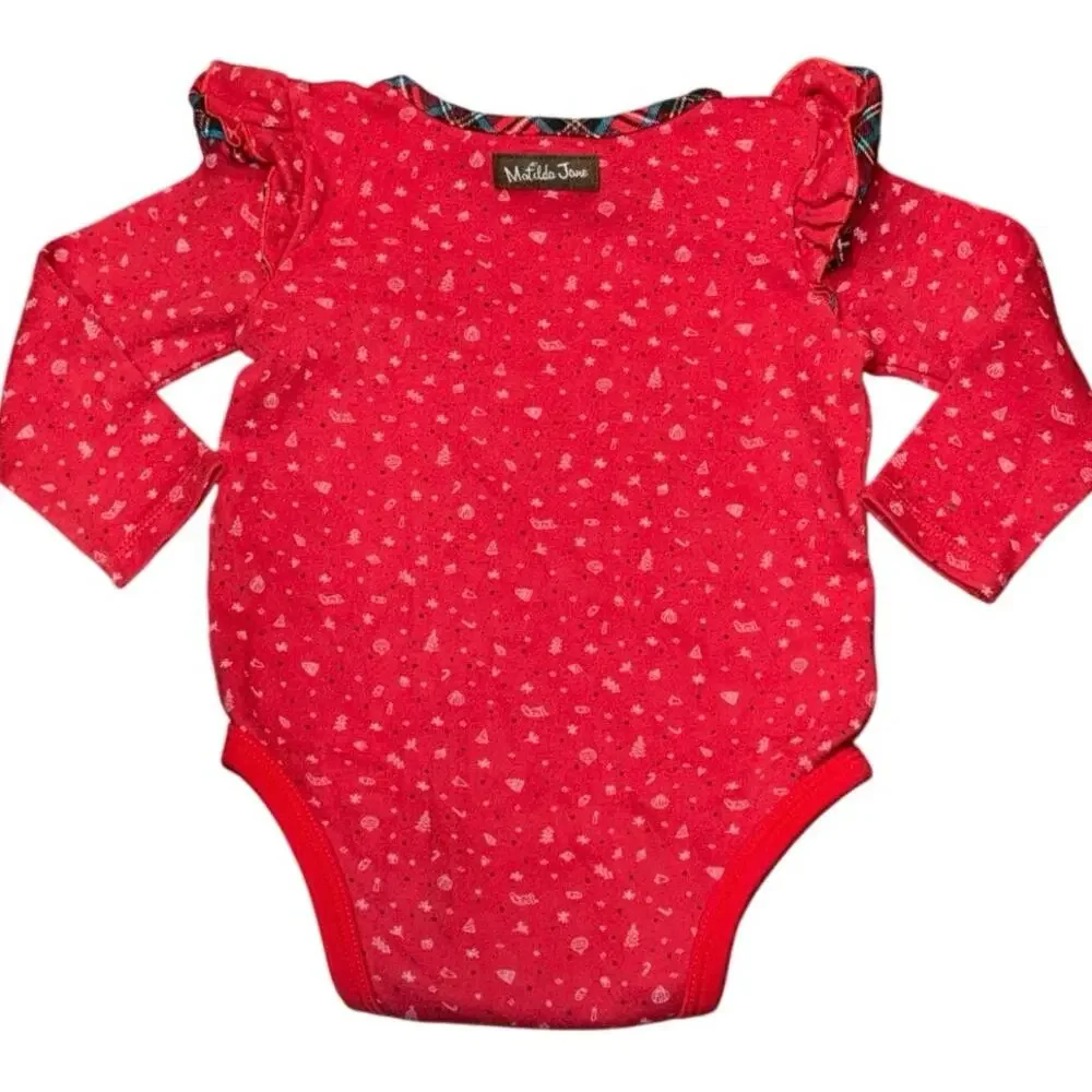 Matilda Jane Santa Baby 12–18 Months – Long Sleeve Red Holiday Onesie